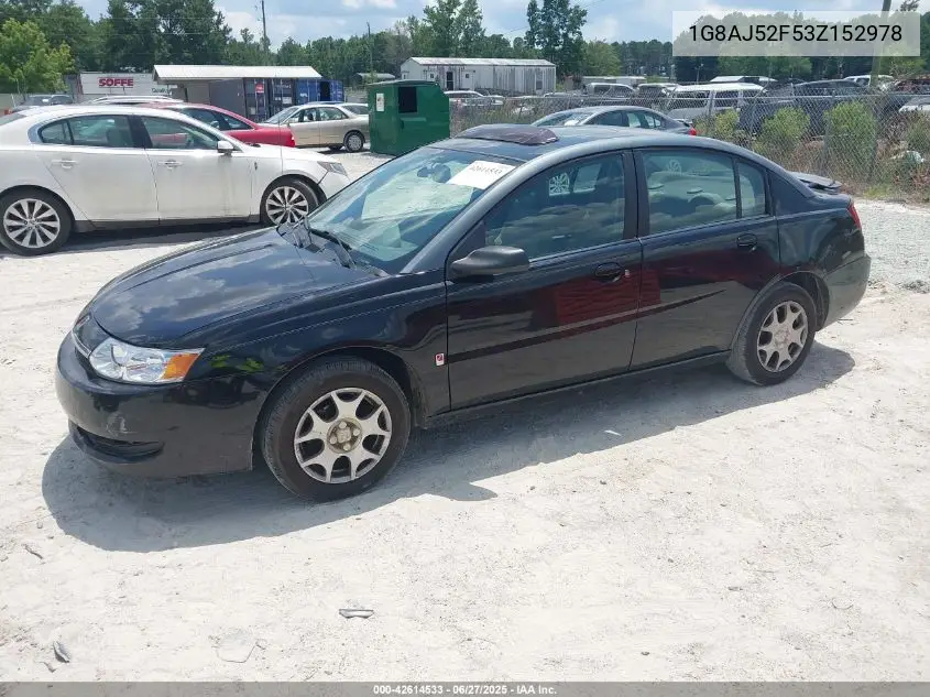 2003 Saturn Ion 2 VIN: 1G8AJ52F53Z152978 Lot: 42614533