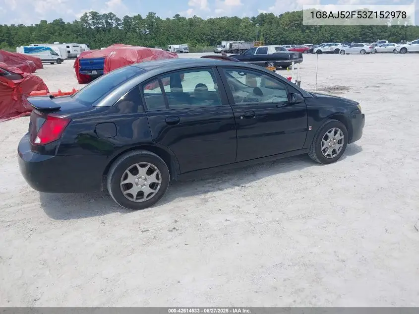 2003 Saturn Ion 2 VIN: 1G8AJ52F53Z152978 Lot: 42614533