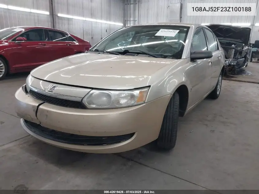 2003 Saturn Ion 2 VIN: 1G8AJ52F23Z100188 Lot: 42619426