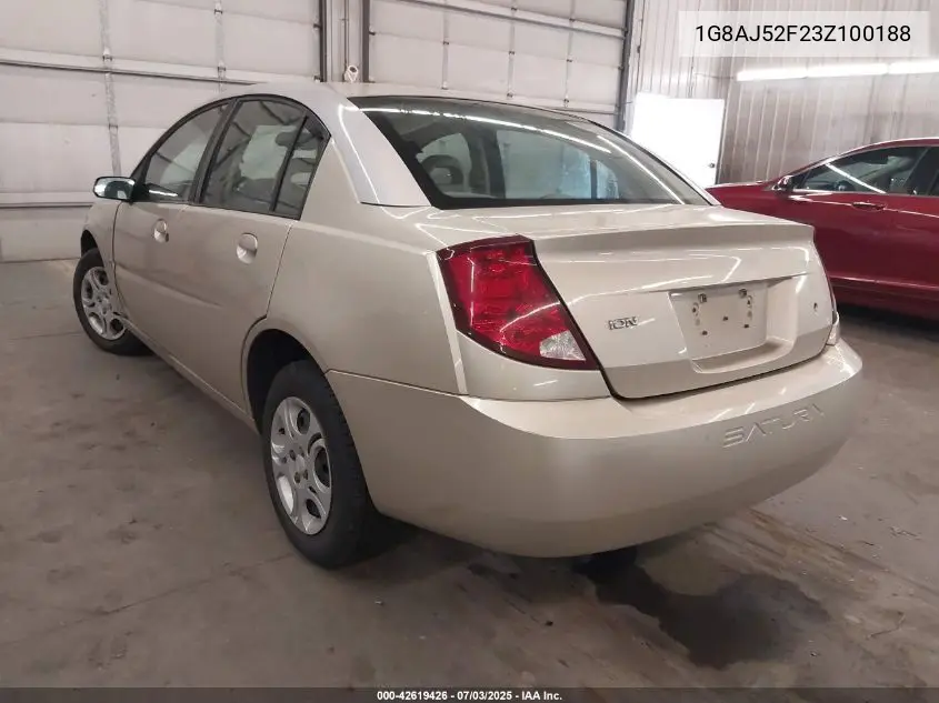 2003 Saturn Ion 2 VIN: 1G8AJ52F23Z100188 Lot: 42619426