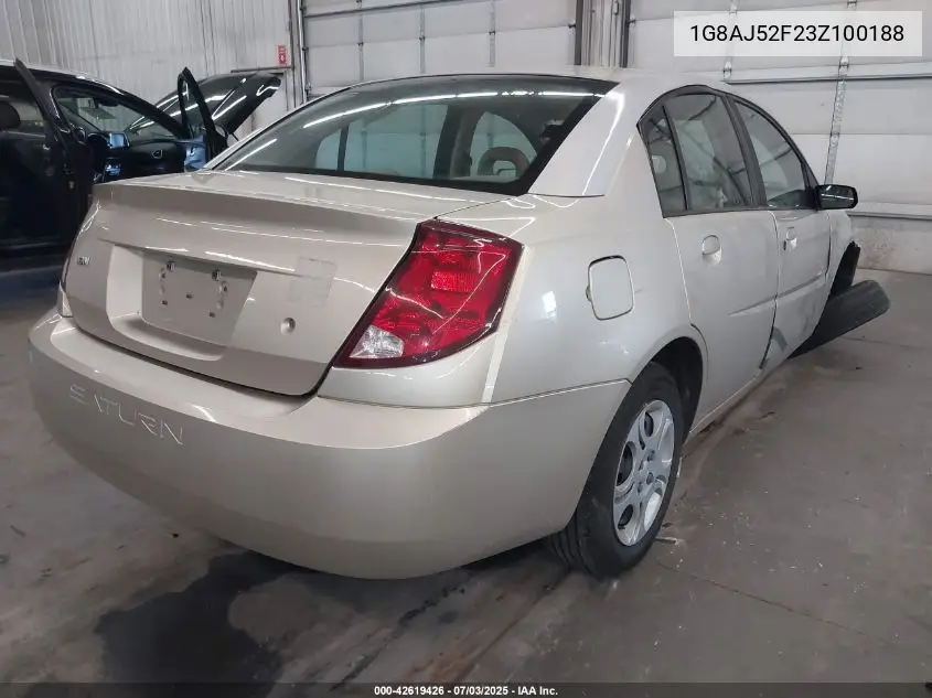 2003 Saturn Ion 2 VIN: 1G8AJ52F23Z100188 Lot: 42619426