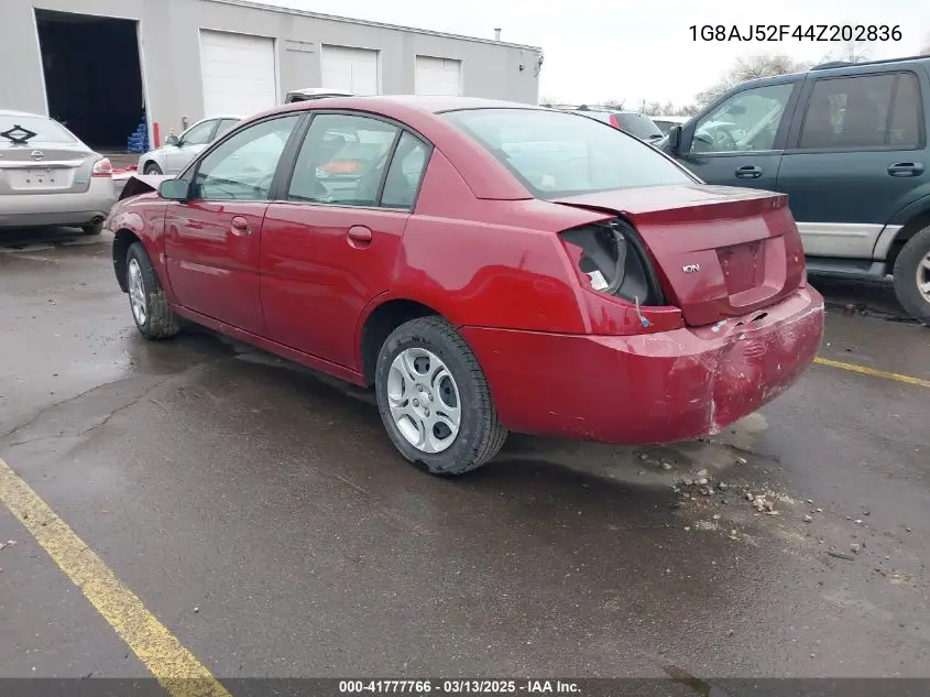 2004 Saturn Ion 2 VIN: 1G8AJ52F44Z202836 Lot: 41777766
