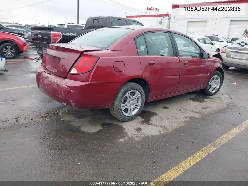 2004 Saturn Ion 2 VIN: 1G8AJ52F44Z202836 Lot: 41777766