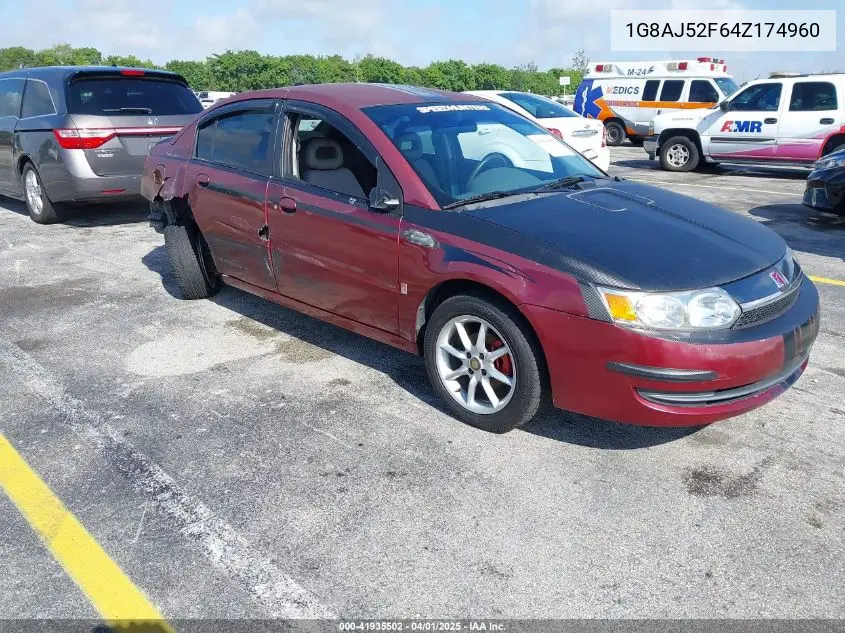 2004 Saturn Ion 2 VIN: 1G8AJ52F64Z174960 Lot: 41935502