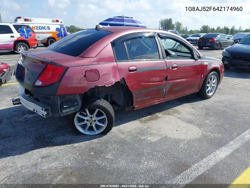 2004 Saturn Ion 2 VIN: 1G8AJ52F64Z174960 Lot: 41935502