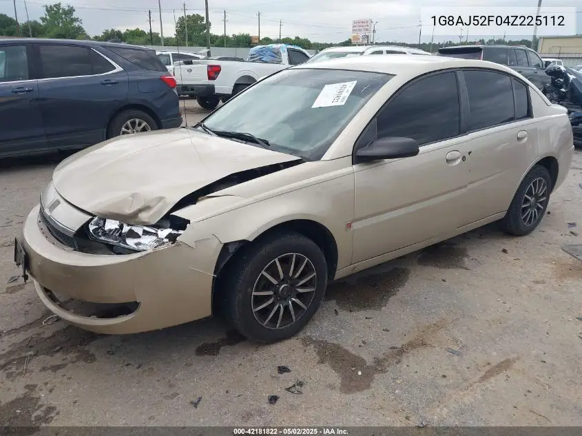 2004 Saturn Ion 2 VIN: 1G8AJ52F04Z225112 Lot: 42181822