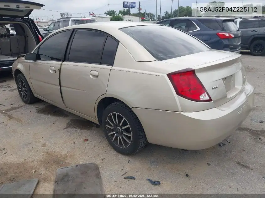 2004 Saturn Ion 2 VIN: 1G8AJ52F04Z225112 Lot: 42181822