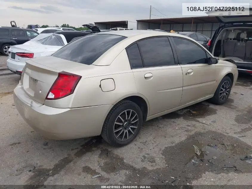 2004 Saturn Ion 2 VIN: 1G8AJ52F04Z225112 Lot: 42181822