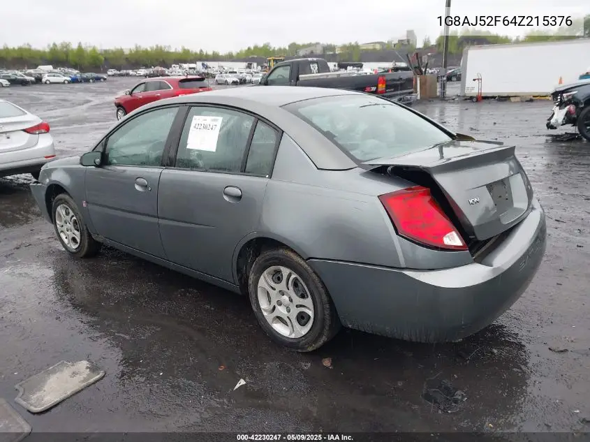 2004 Saturn Ion 2 VIN: 1G8AJ52F64Z215376 Lot: 42230247
