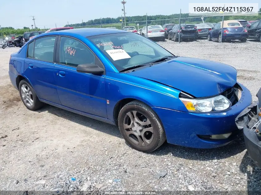 2004 Saturn Ion 3 VIN: 1G8AL52F64Z115367 Lot: 42491964