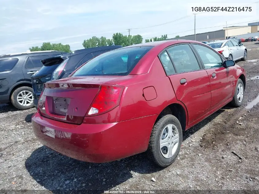 2004 Saturn Ion 1 VIN: 1G8AG52F44Z216475 Lot: 42587783