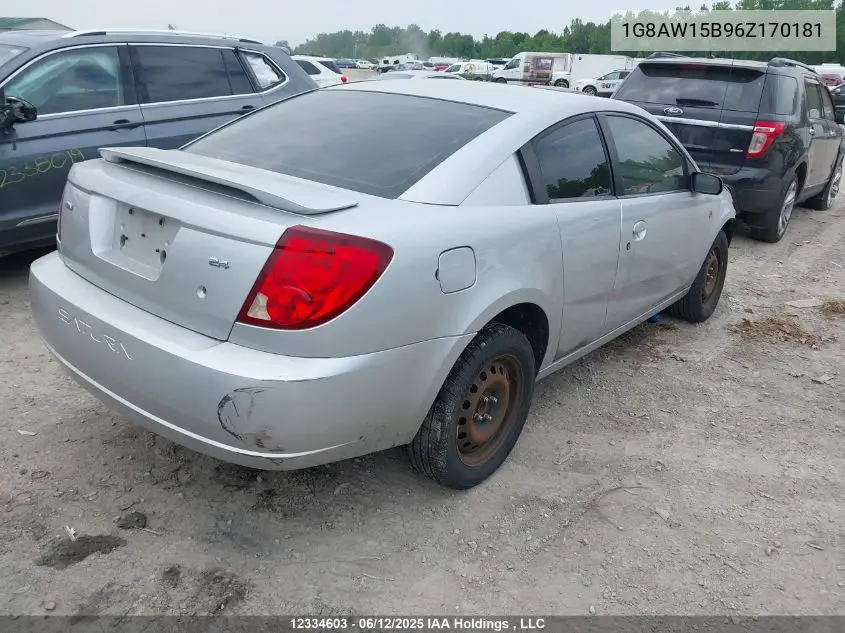 2006 Saturn Ion 3 Uplevel VIN: 1G8AW15B96Z170181 Lot: 12334603