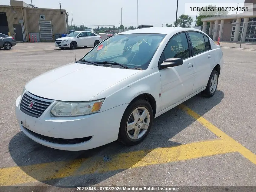 2006 Saturn Ion 2 VIN: 1G8AJ55F06Z204355 Lot: 20213646