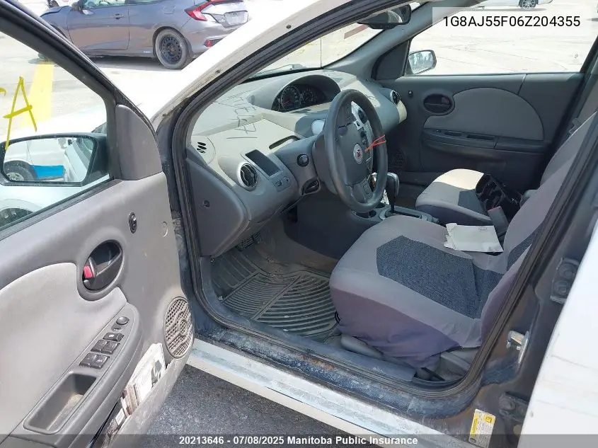 2006 Saturn Ion 2 VIN: 1G8AJ55F06Z204355 Lot: 20213646