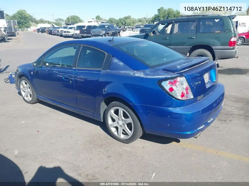 2006 Saturn Ion Red Line VIN: 1G8AY11P46Z114712 Lot: 42701080
