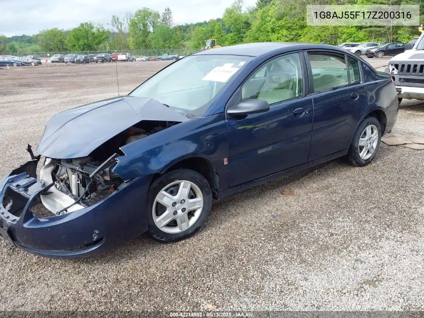 2007 Saturn Ion 2 VIN: 1G8AJ55F17Z200316 Lot: 42219583
