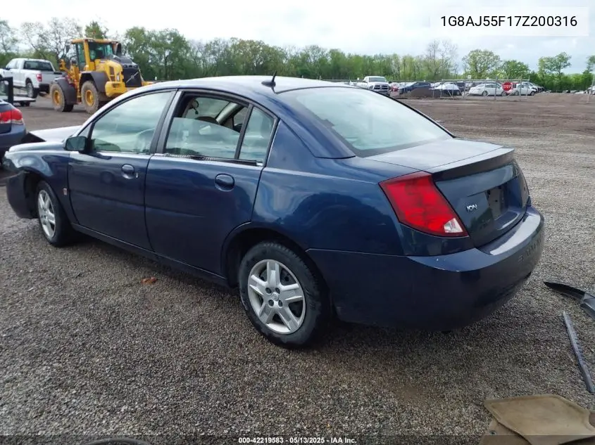 2007 Saturn Ion 2 VIN: 1G8AJ55F17Z200316 Lot: 42219583