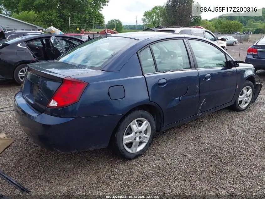 2007 Saturn Ion 2 VIN: 1G8AJ55F17Z200316 Lot: 42219583