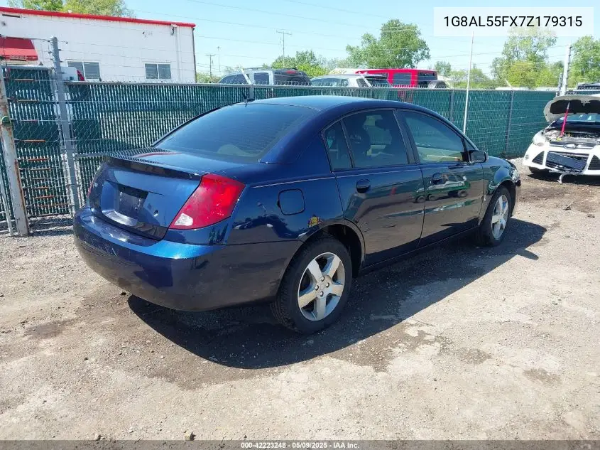2007 Saturn Ion 3 VIN: 1G8AL55FX7Z179315 Lot: 42223248
