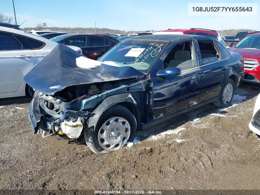2000 Saturn Ls1 VIN: 1G8JU52F7YY655643 Lot: 41560194