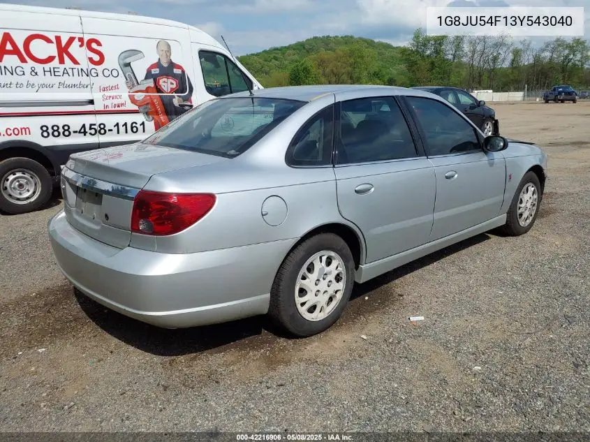 2003 Saturn L-Series L200 VIN: 1G8JU54F13Y543040 Lot: 42216906