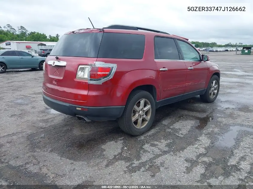 2007 Saturn Outlook Xr VIN: 5GZER33747J126662 Lot: 42214965