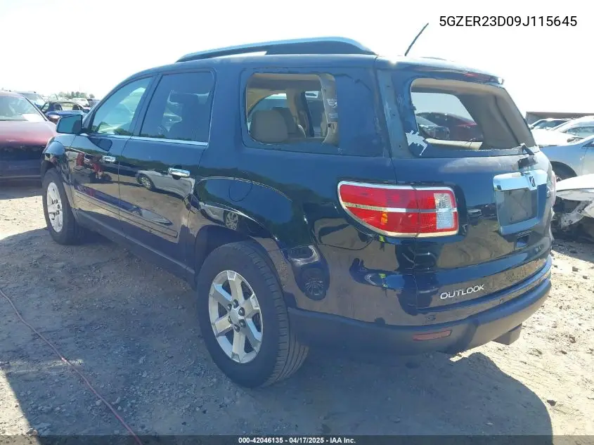 2009 Saturn Outlook Xr VIN: 5GZER23D09J115645 Lot: 42046135