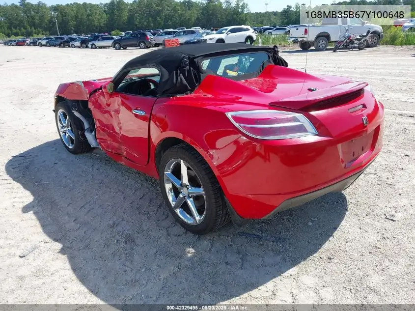 2007 Saturn Sky VIN: 1G8MB35B67Y100648 Lot: 42329495
