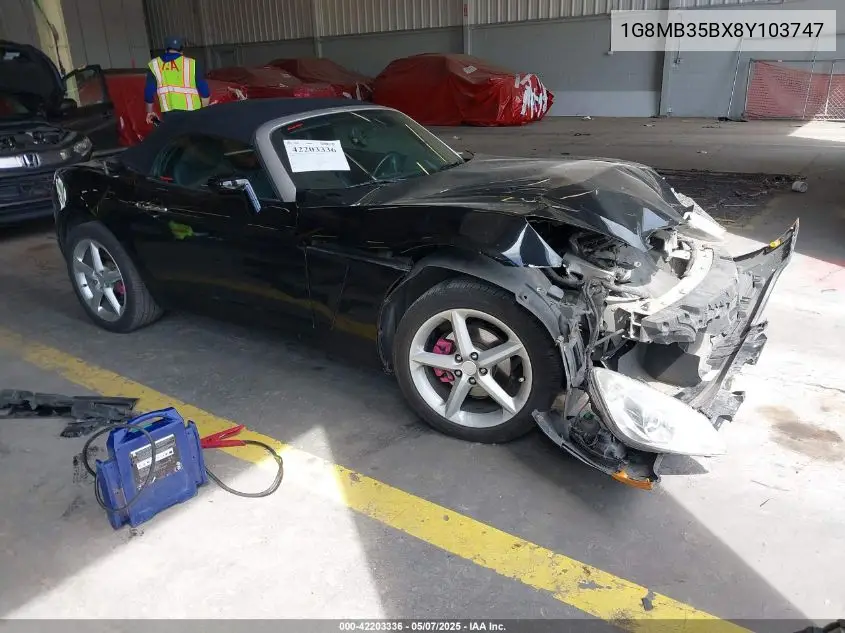 2008 Saturn Sky VIN: 1G8MB35BX8Y103747 Lot: 42203336