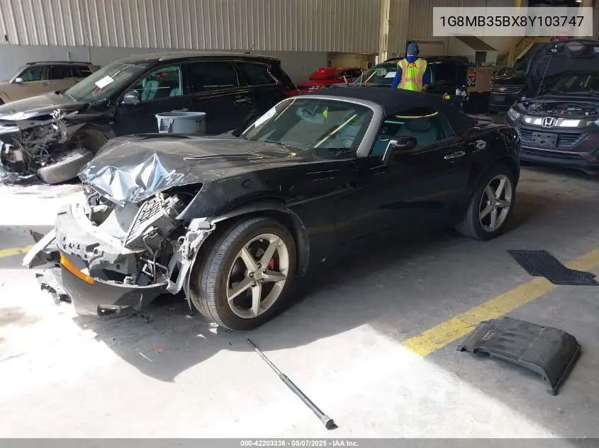 2008 Saturn Sky VIN: 1G8MB35BX8Y103747 Lot: 42203336