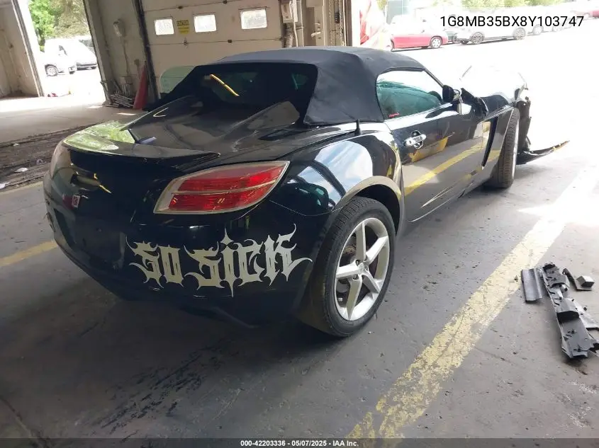 2008 Saturn Sky VIN: 1G8MB35BX8Y103747 Lot: 42203336