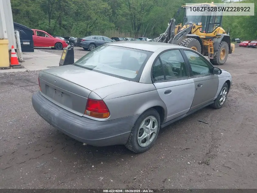 1998 Saturn Sl VIN: 1G8ZF5285WZ228922 Lot: 42316206