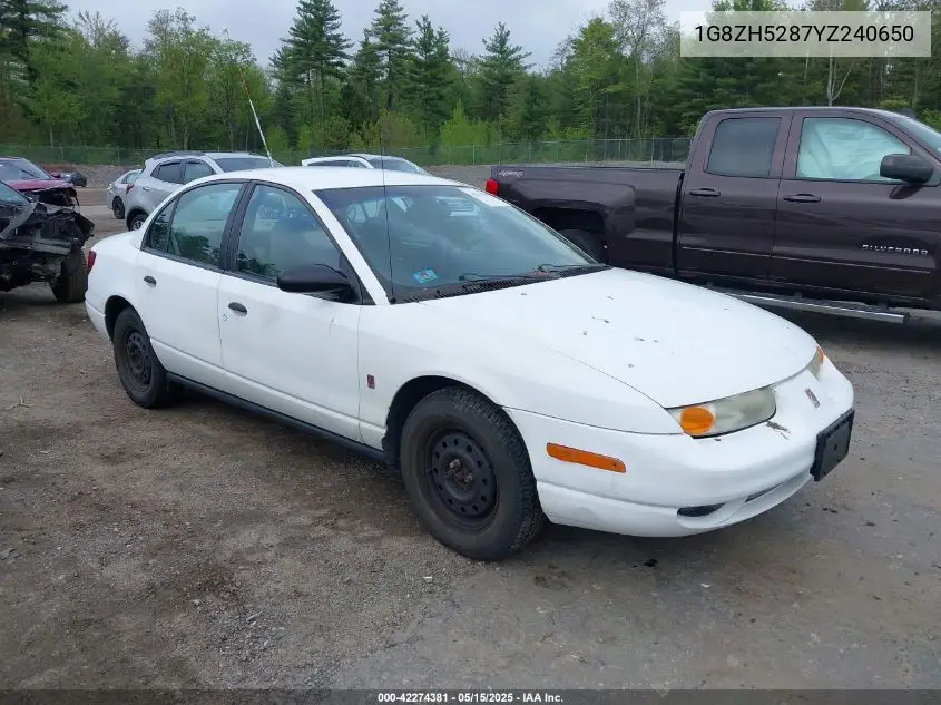 2000 Saturn Sl1 VIN: 1G8ZH5287YZ240650 Lot: 42274381