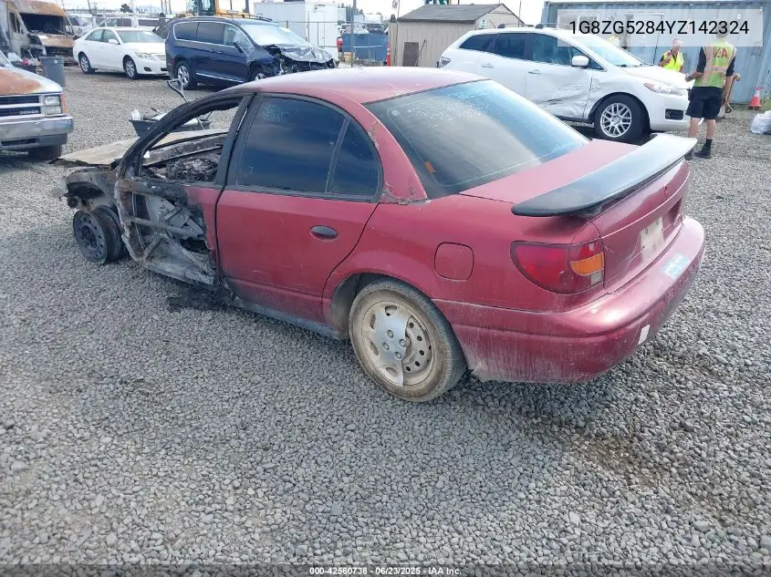 2000 Saturn Sl1 VIN: 1G8ZG5284YZ142324 Lot: 42560738