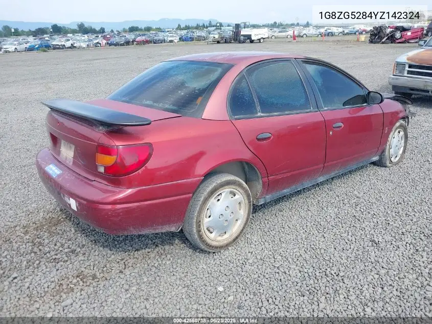 2000 Saturn Sl1 VIN: 1G8ZG5284YZ142324 Lot: 42560738