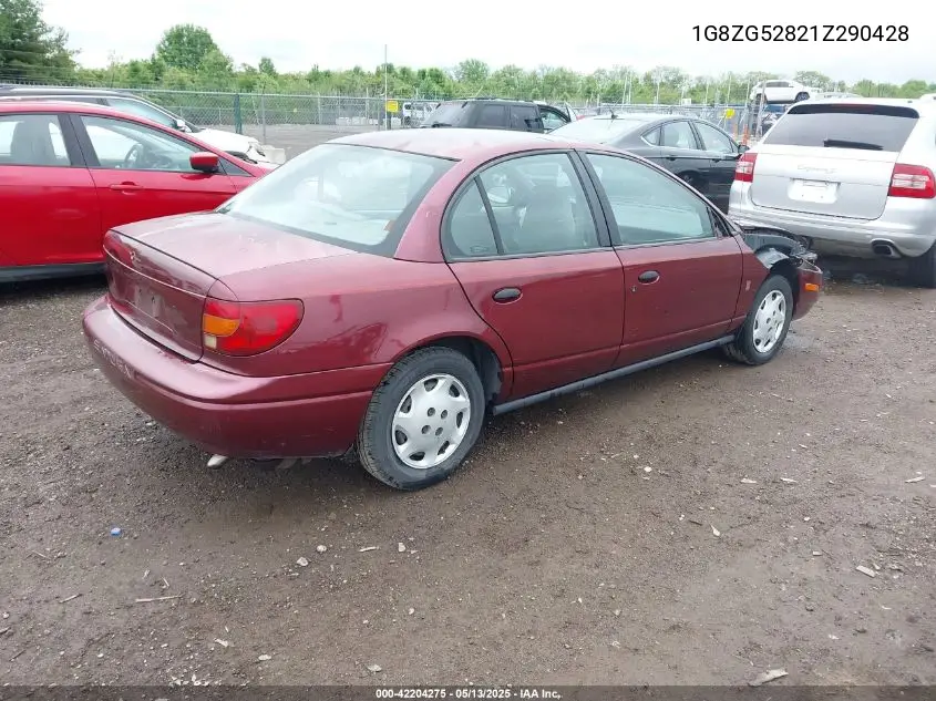 2001 Saturn Sl1 VIN: 1G8ZG52821Z290428 Lot: 42204275