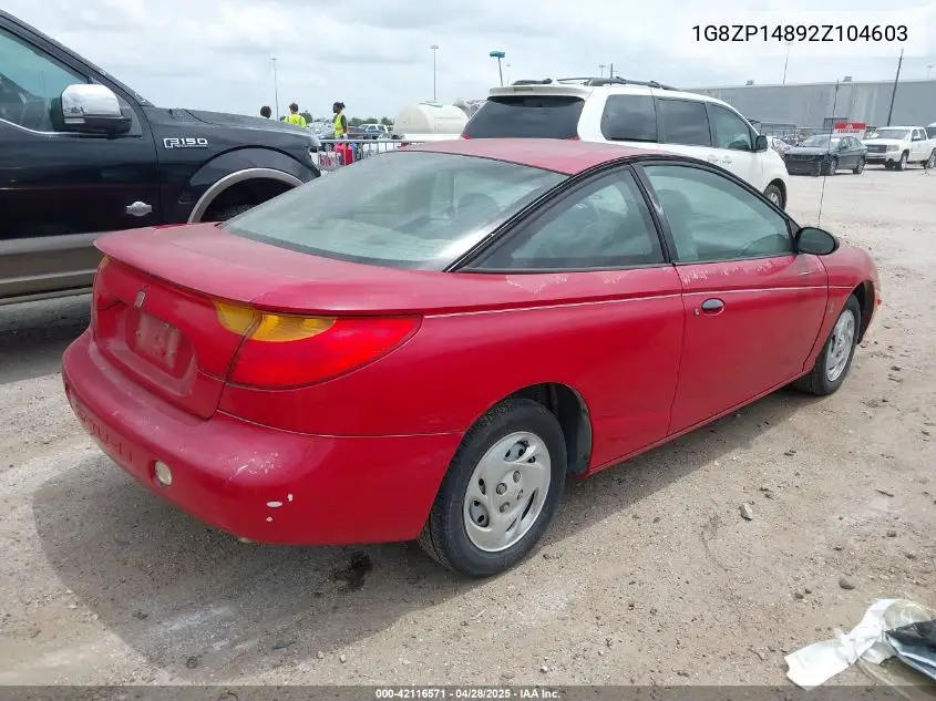 2002 Saturn S-Series Sc1 VIN: 1G8ZP14892Z104603 Lot: 42116571
