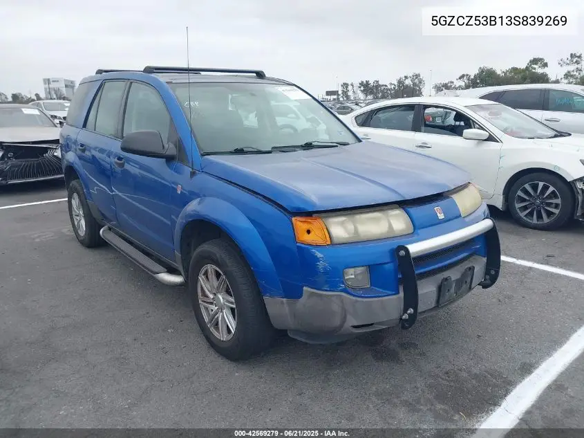 2003 Saturn Vue V6 VIN: 5GZCZ53B13S839269 Lot: 42569279