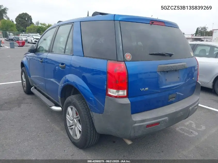 2003 Saturn Vue V6 VIN: 5GZCZ53B13S839269 Lot: 42569279