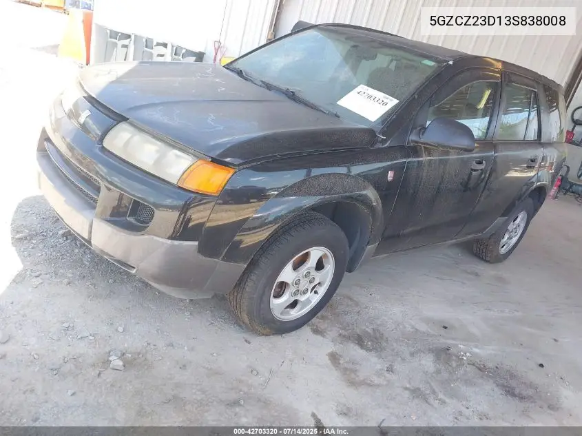 2003 Saturn Vue 4 Cyl VIN: 5GZCZ23D13S838008 Lot: 42703320