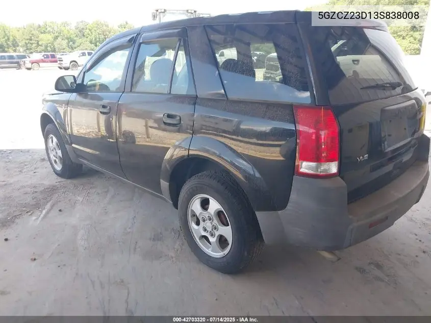 2003 Saturn Vue 4 Cyl VIN: 5GZCZ23D13S838008 Lot: 42703320