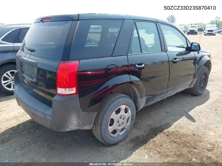 2003 Saturn Vue 4 Cyl VIN: 5GZCZ33D23S870410 Lot: 42731729