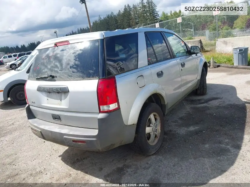 2005 Saturn Vue 4 Cyl VIN: 5GZCZ23D25S810432 Lot: 42234532