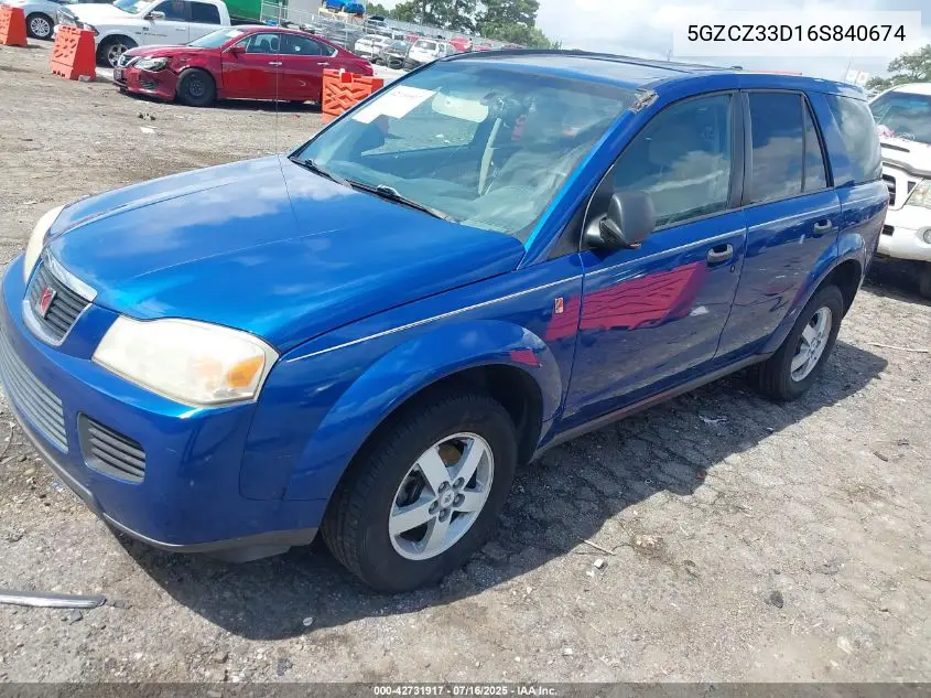 2006 Saturn Vue 4 Cyl VIN: 5GZCZ33D16S840674 Lot: 42731917