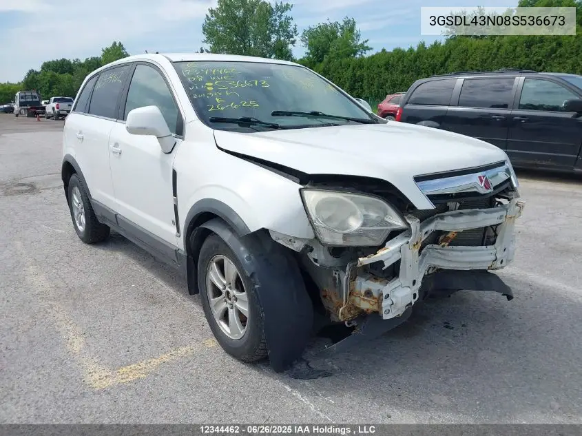 2008 Saturn Vue Xe VIN: 3GSDL43N08S536673 Lot: 12344462
