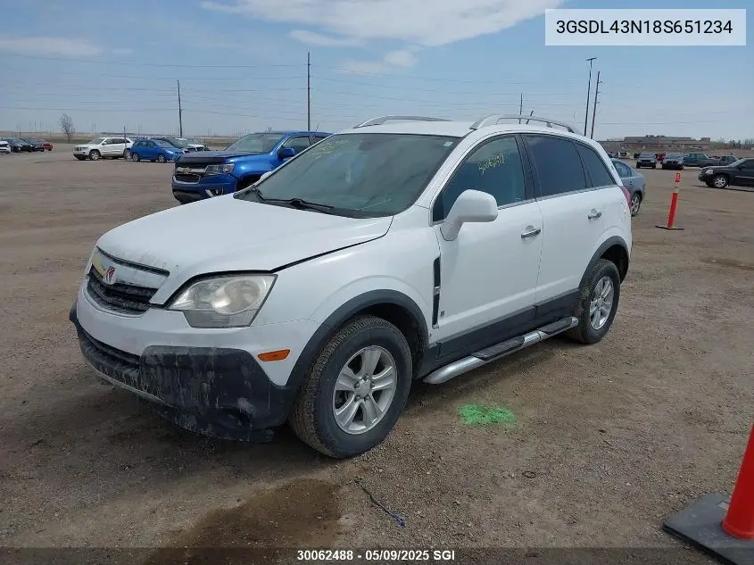 2008 Saturn Vue Xe VIN: 3GSDL43N18S651234 Lot: 30062488