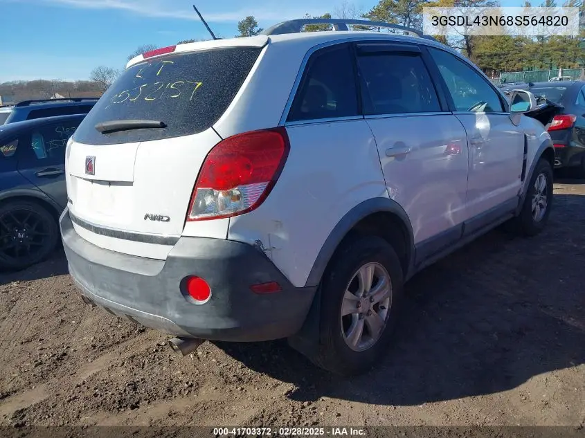 2008 Saturn Vue V6 Xe VIN: 3GSDL43N68S564820 Lot: 41703372