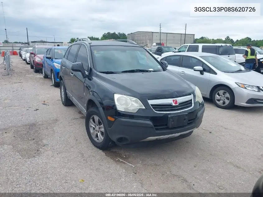 2008 Saturn Vue 4-Cyl Xe VIN: 3GSCL33P08S620726 Lot: 42196590
