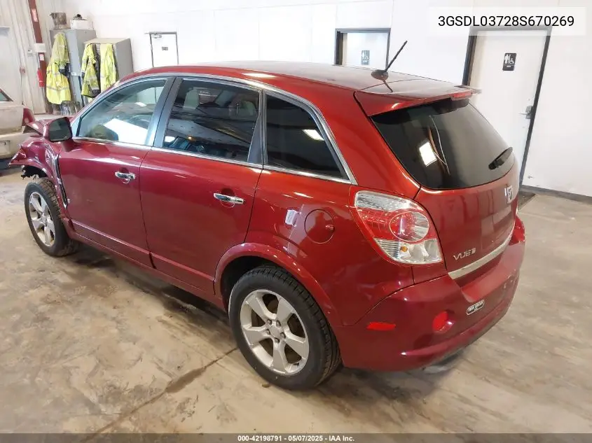 2008 Saturn Vue Red Line VIN: 3GSDL03728S670269 Lot: 42198791