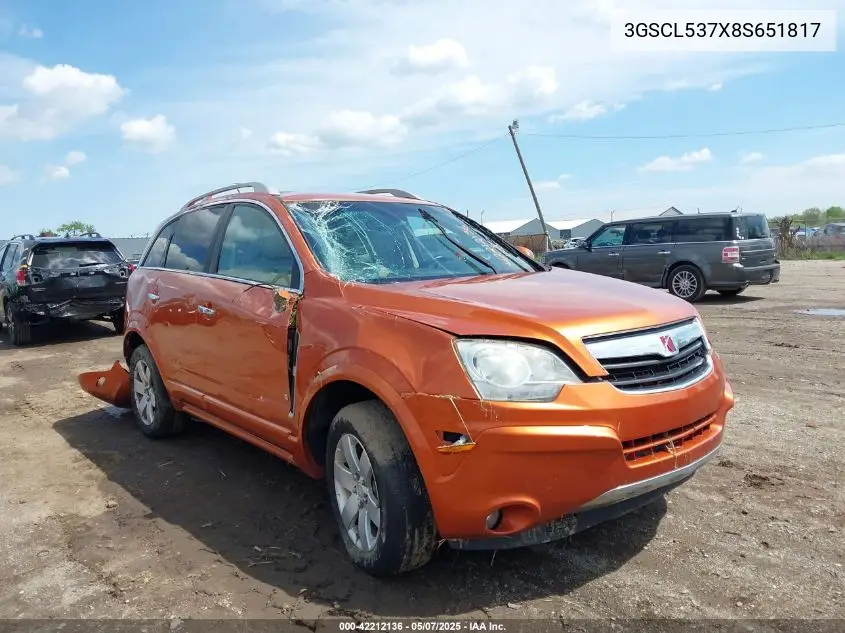 2008 Saturn Vue V6 Xr VIN: 3GSCL537X8S651817 Lot: 42212136